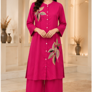 Indo-Western  Cord Set With Embroidery And Flared Pants