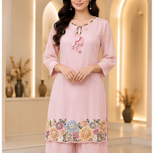 Indo-Western  Cord Set With Embroidery And straight  Pants
