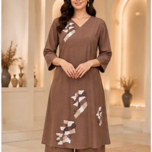 Indo-Western  Cord Set With Embroidery And Flared  Pants