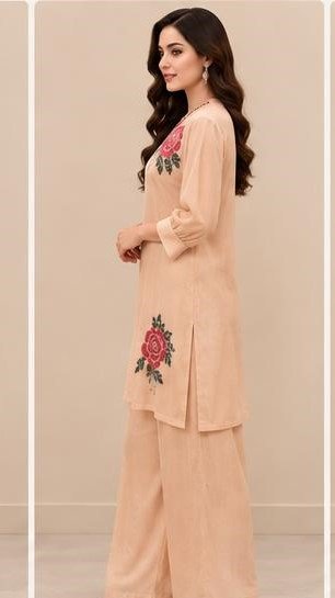 Indo-Western Cord Set With Embroidery And Pants - Image 4