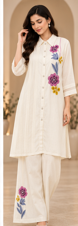 Indo-Western Cord Set With Pants Shirt Style - Image 2